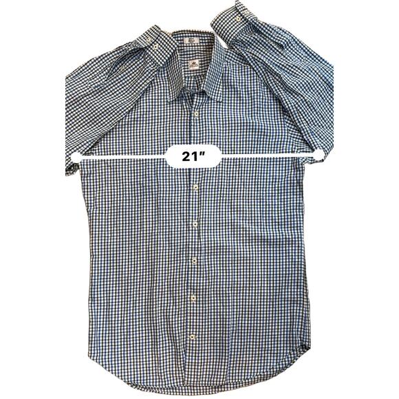 Peter Millar Blue Brown Green Check Spread Collar Button Down Men’s Size Medium - Picture 5 of 6